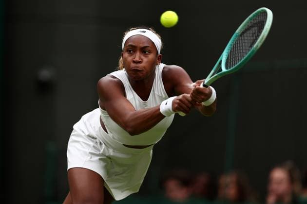 3rd July 2024; All England Lawn Tennis and Croquet Club, London, England; Wimbledon Tennis Tournament, Day 3; Coco Gauff (USA) in action during her second round match against Anca Todoni (ROU)  ActionPlus12663388 ShaunxBrooks