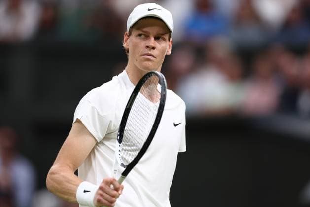 3rd July 2024; All England Lawn Tennis and Croquet Club, London, England; Wimbledon Tennis Tournament, Day 3; Jannik Sinner (ITA) celebrates a point during his second round match against Matteo Berrettini (ITA)  ActionPlus12663404 ShaunxBrooks