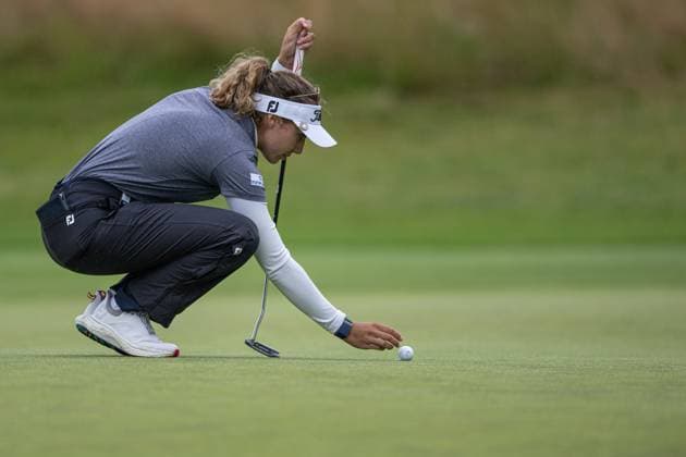 Anastasia Nadaud on the 18th green during the Aramco Team Series Golf Tournament at the Centurian Club, St Albans, UK on 3 July 2024. Copyright: xPhilxHutchinsonx 41300083