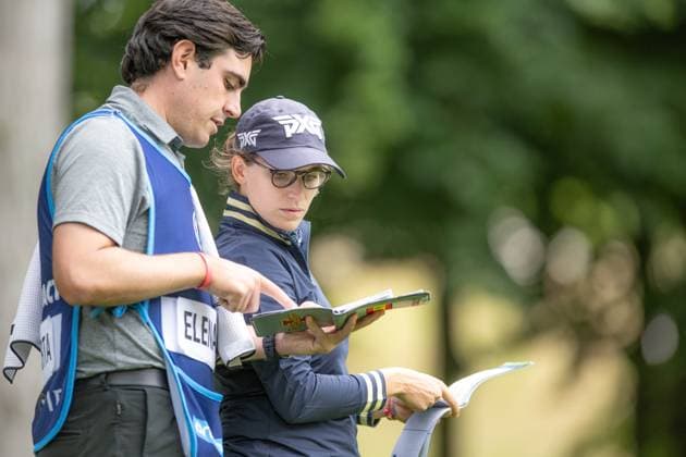 Virginia Elena Carta studying the course during the Aramco Team Series Golf Tournament at the Centurian Club, St Albans, UK on 3 July 2024. Copyright: xPhilxHutchinsonx 41300085