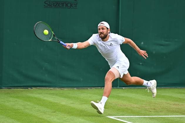 Wimbledon - Second Round Lucas Pouille (FRA) during his first round match at the 2024 Wimbledon Championships at the AELTC in London, UK, on July 3, 2024. Photo by Corinne Dubreuil ABACAPRESS.COM London United States  Copyright: xDubreuilxCorinne ABACAx