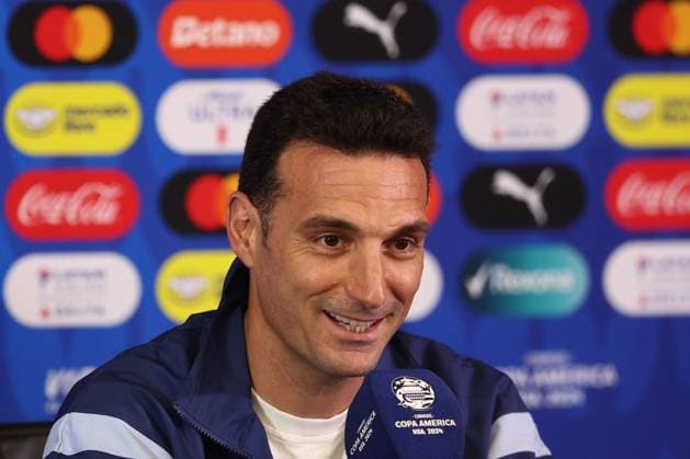 Argentina s coach, Lionel Scaloni, during a press conference prior to the match against Ecuador for the quarterfinals of the Copa AmÃ rica USA 2024, at NRG Stadium in Houston, TX, on July 3, 2024 HOUSTON UNITED STATES Copyright: xALEJANDROxPAGNIx