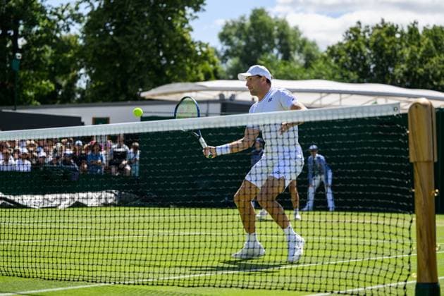 240704 Casper Ruud of Norway competes in a first round doubles match during day 4 of Wimbledon on July 4, 2024 in London Photo Jesper Zerman BILDBYRAN kod JZ JZ0550 tennis wimbledon dag 4 bbeng  Copyright: JESPERxZERMAN BB240704JZ012