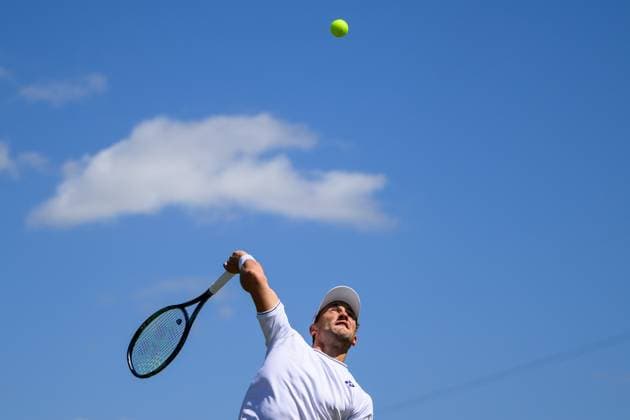240704 Casper Ruud of Norway competes in a first round doubles match during day 4 of Wimbledon on July 4, 2024 in London Photo Jesper Zerman BILDBYRAN kod JZ JZ0550 tennis wimbledon dag 4 bbeng  Copyright: JESPERxZERMAN BB240704JZ016