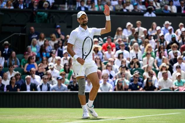 240704 Novak Djokovic of Serbia competes in a second round singles match during day 4 of Wimbledon on July 4, 2024 in London Photo Jesper Zerman BILDBYRAN kod JZ JZ0550 tennis wimbledon dag 4 bbeng depp  Copyright: JESPERxZERMAN BB240704JZ061