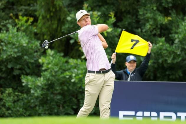 Matti Schmid GER on the tee, Tee, BMW International Open 2024, Golf, DP World Tour, Men, Round 1, 04 07 2024 Eichenried Bavaria Germany Copyright: xkolbert-press ChristianxKolbertx