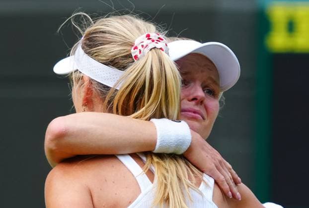 Harriet Dart celebrates victory in her second round match against Katie Boulter Wimbledon Tennis Championships, Day 4, The All England Lawn Tennis and Croquet Club, London, UK - 04 Jul 2024  Copyright: xJavierxGarcia Shutterstockx 14569389dm
