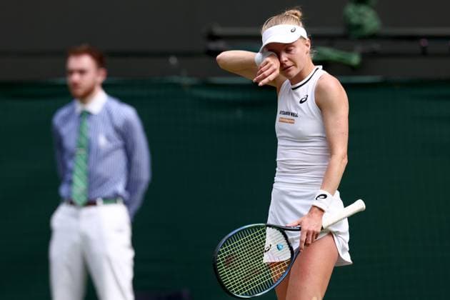 4th July 2024; All England Lawn Tennis and Croquet Club, London, England; Wimbledon Tennis Tournament, Day 4; Harriet Dart (GBR) tearful after she goes 6-2 down in the 3rd set tie break during her second round match against Katie Boulter (GBR)  ActionPlus12663681 ShaunxBrooks