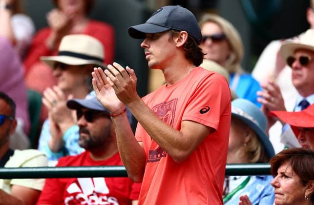 Alex De Minaur the boyfriend of Katie Boulter of Great Britain. Wimbledon Tennis Championships, Day 4, The All England Lawn Tennis and Croquet Club, London, UK - 04 Jul 2024  Copyright: xJamesxMarsh Shutterstockx 14569387dt