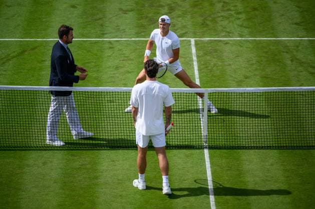 240704 Holger Rune of Denmark and Thiago Seyboth Wild of Brazil ahead of a second round singles match during day 4 of Wimbledon on July 4, 2024 in London Photo Jesper Zerman BILDBYRAN kod JZ JZ0550 tennis wimbledon dag 4 bbeng  Copyright: JESPERxZERMAN BB240704JZ065