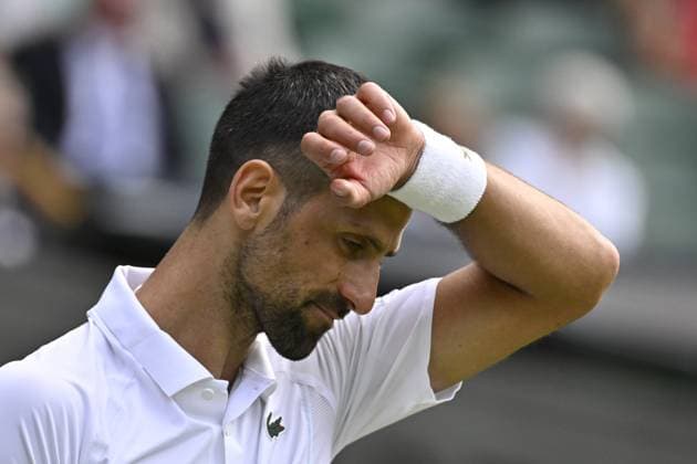 Tennis : Wimbledon 2024 - England - Novak Djokovic - Serbie Tennis : Wimbledon 2024 - England - 04 07 2024 ChrysleneCaillaud Panoramic 