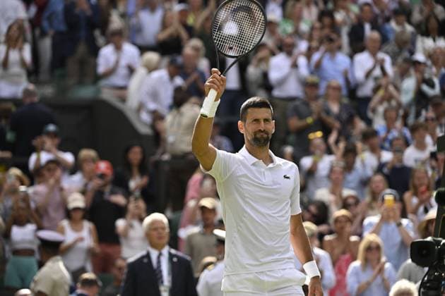 Tennis : Wimbledon 2024 - England - Novak Djokovic - Serbie Tennis : Wimbledon 2024 - England - 04 07 2024 ChrysleneCaillaud Panoramic 