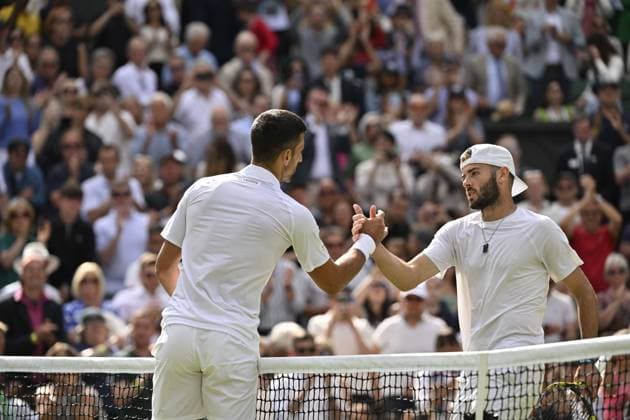Tennis : Wimbledon 2024 - England - Novak Djokovic - Serbie Tennis : Wimbledon 2024 - England - 04 07 2024 ChrysleneCaillaud Panoramic 