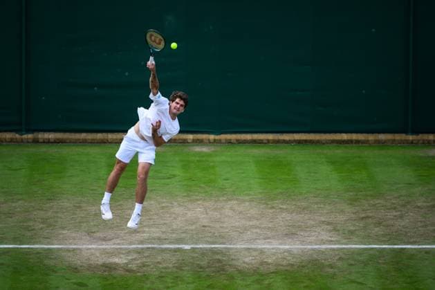 240704 Thiago Seyboth Wild of Brazil competes in a second round singles match during day 4 of Wimbledon on July 4, 2024 in London Photo Jesper Zerman BILDBYRAN kod JZ JZ0550 tennis wimbledon dag 4 bbeng  Copyright: JESPERxZERMAN BB240704JZ072