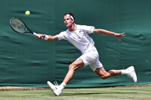 Daniel Altmaier, GER, during second round of 2024 All England Lawn Tennis Championships at Wimbledon, gentlemens singles, London, 04 07 2024