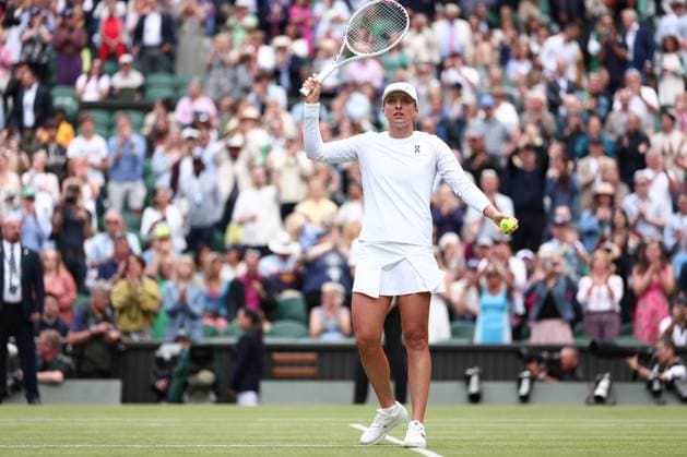 4th July 2024; All England Lawn Tennis and Croquet Club, London, England; Wimbledon Tennis Tournament, Day 4; Iga Swiatek (POL) celebrates after she wins her second round match against Petra Martic (CRO)  ActionPlus12663755 ShaunxBrooks