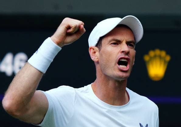 Andy Murray celebrates during his Men s Doubles first round match with brither Jamie Wimbledon Tennis Championships, Day 4, The All England Lawn Tennis and Croquet Club, London, UK - 04 Jul 2024  Copyright: xJavierxGarcia Shutterstockx 14569389hw