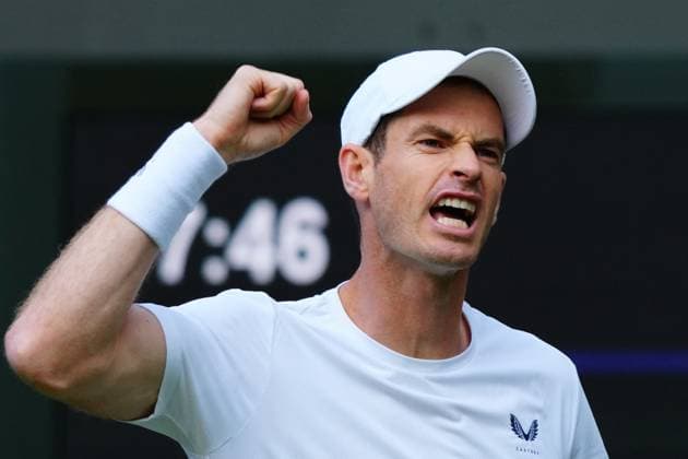 Andy Murray celebrates during his Men s Doubles first round match with brither Jamie Wimbledon Tennis Championships, Day 4, The All England Lawn Tennis and Croquet Club, London, UK - 04 Jul 2024  Copyright: xJavierxGarcia Shutterstockx 14569389hy