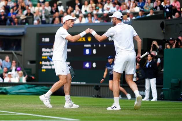 Andy Murray and Jamie Murray during their Men s Doubles first round match Wimbledon Tennis Championships, Day 4, The All England Lawn Tennis and Croquet Club, London, UK - 04 Jul 2024  Copyright: xJavierxGarcia Shutterstockx 14569389ih