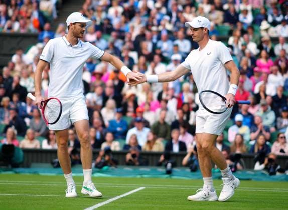 Andy Murray and Jamie Murray during their Men s Doubles first round match Wimbledon Tennis Championships, Day 4, The All England Lawn Tennis and Croquet Club, London, UK - 04 Jul 2024  Copyright: xJavierxGarcia Shutterstockx 14569389in