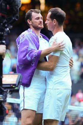 Andy Murray hugs brother Jamie Murray after his tribute ceremony on Centre Court Wimbledon Tennis Championships, Day 4, The All England Lawn Tennis and Croquet Club, London, UK - 04 Jul 2024  Copyright: xJavierxGarcia Shutterstockx 14569389jv