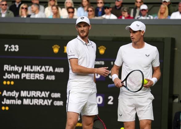 Lawn Tennis - 2024 Wimbledon Championship Mens Doubles - Andy and Jamie Murray (GBR) v Rinky Hijkata (AUS) and John Peers (AUS)- All England Lawn Tennis & Croquet Club - Thursday 4th July 2024 Andy and Jamie Murray 
