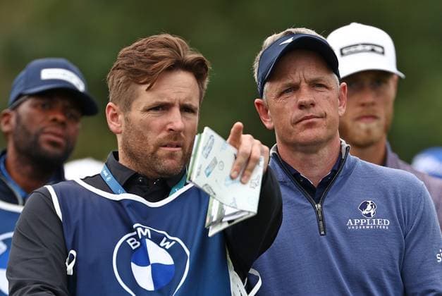 GOLF - BMW International Open 2024 MUNICH,GERMANY,05.JUL.24 - GOLF - DP World Tour, BMW International Open, GC Eichenried. Image shows Luke Donald (ENG) and his caddy.  GEPAxpictures xThomasxBachun