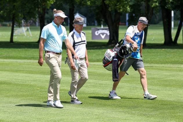 l r Marcel Siem GER and Bernhard Langer GER , BMW International Open 2024, Golf, DP World Tour, Men, Round 2, 05 07 2024 Eichenried Bayern Germany Copyright: xkolbert-press ChristianxKolbertx