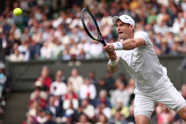 4th July 2024; All England Lawn Tennis and Croquet Club, London, England; Wimbledon Tennis Tournament, Day 4; Andy Murray (GBR) during his doubles match against Ricky Hijikata (AUS) and John Peers (AUS)  ActionPlus12663850 ShaunxBrooks