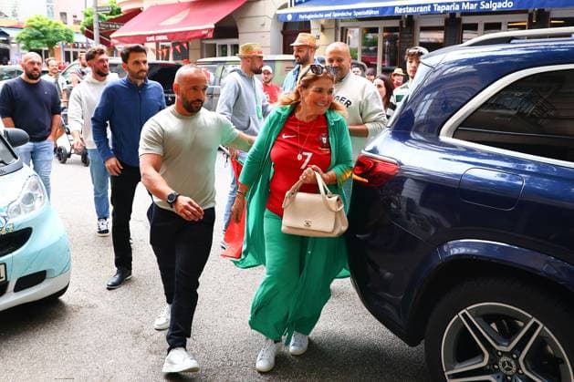 Volksparkstadion, Hamburg UEFA EURO 2024 Germany, Quarterfinal 5 July 2024 , Portugal France v l , Cristiano Ronaldo Portugal Mother Dolores Aveiro in the Portuguese Quarter in Hamburg Copyright: JoaquimxFerreira
