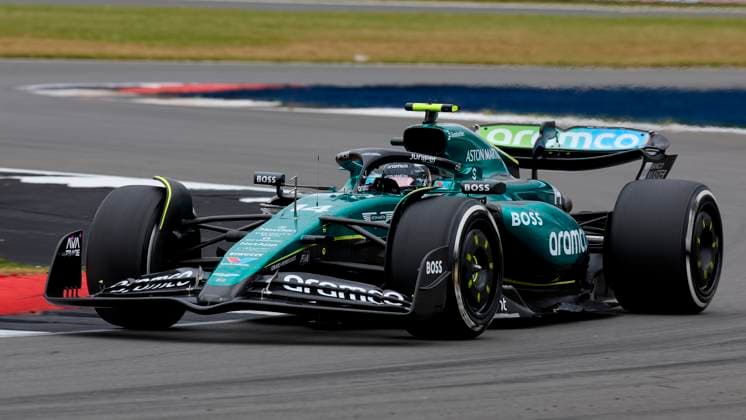 F1 Grand Prix of Great Britain - Practice Fernando Alonso of Spain driving the (14) Aston Martin Aramco F1 Team AMR24 Mercedes on track during practice ahead of the F1 Grand Prix of Great Britain at Silverstone Circuit on July 5, 2024, in Northampton, England. Northampton Silverstone Circuit Northampton England RL_GPF1GB24_00281 Copyright: xRicardoxLarreinax