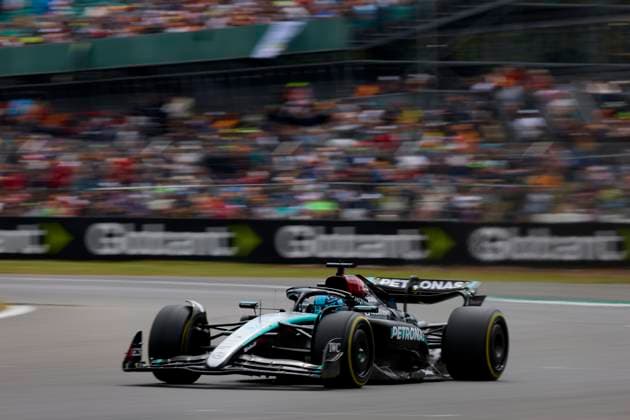 F1 Grand Prix of Great Britain - Practice George Russell of Great Britain driving the (63) Mercedes AMG Petronas F1 Team W15 on track during practice ahead of the F1 Grand Prix of Great Britain at Silverstone Circuit on July 5, 2024, in Northampton, England. Northampton Silverstone Circuit Northampton England RL_GPF1GB24_00373 Copyright: xRicardoxLarreinax