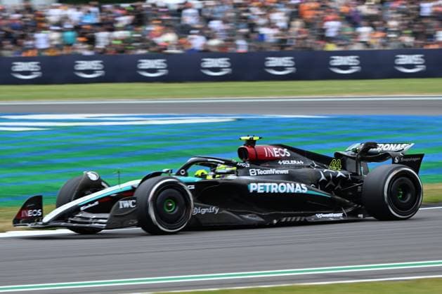 5th July 2024; Silverstone Circuit, Northamptonshire, England; Formula 1 2024 Qatar Airways British F1 Grand Prix; Free Practice Day; Lewis Hamilton (44) of Mercedes in the Mercedes W15 car during the first practice session  ActionPlus12664133 SimonxWest