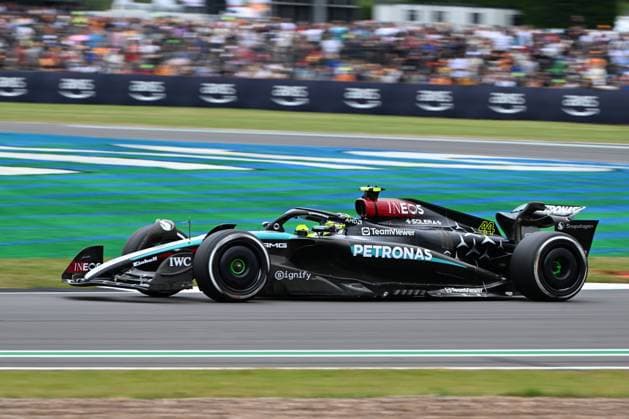 5th July 2024; Silverstone Circuit, Northamptonshire, England; Formula 1 2024 Qatar Airways British F1 Grand Prix; Free Practice Day; Lewis Hamilton (44) of Mercedes in the Mercedes W15 car during the first practice session  ActionPlus12664150 SimonxWest