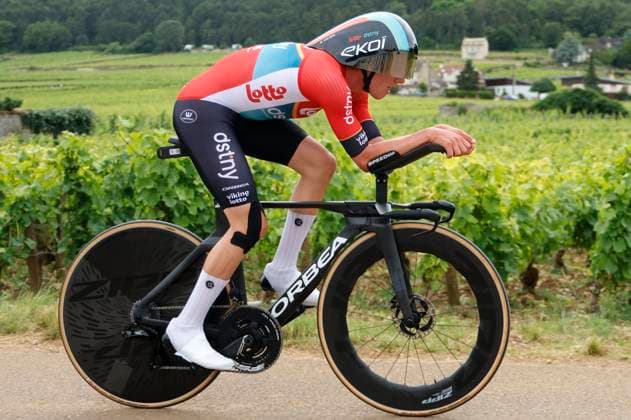 Tour de France 2024 - Stage 07 GEVREY-CHAMBERTIN, FRANCE - JULY 05 : Van Gils Maxim (BEL) of Lotto Dstny during stage 7 of the 111th edition of the Tour de France 2024 cycling race, an individual time-trial of 25,3 kms with start in Nuits-Saint-Georges and finish in Gevrey-Chambertin on July 05, 2024 in Gevrey-Chambertin, France, 05 07 2024 Gevrey-Chambertin France  Copyright: xJanxDexMeuleneirx
