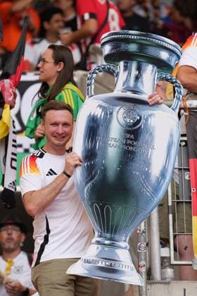 German fans look forward to the match with the trophy, which they see as an anticipated European Championship final Stuttgart 05 07 2024 Germany vs Spain, EURO2024, quarter-finals, M45, EM Arena Stuttgart