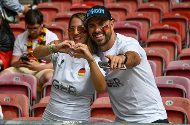 05 07 2024, xsltx, European Football Championship 2024 1 4 Final, Germany Spain emspor, v l emotions, fans, atmosphere, flags, logo, spectators, jerseys DFL DFB REGULATIONS PROHIBIT ANY USE OF PHOTOGRAPHS as IMAGE SEQUENCES and or QUASI VIDEO Stuttgart