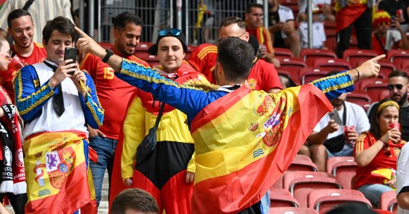 05 07 2024, xsltx, European Football Championship 2024 1 4 Final, Germany Spain emspor, v l emotions, fans, atmosphere, flags, logo, spectators, jerseys DFL DFB REGULATIONS PROHIBIT ANY USE OF PHOTOGRAPHS as IMAGE SEQUENCES and or QUASI VIDEO Stuttgart