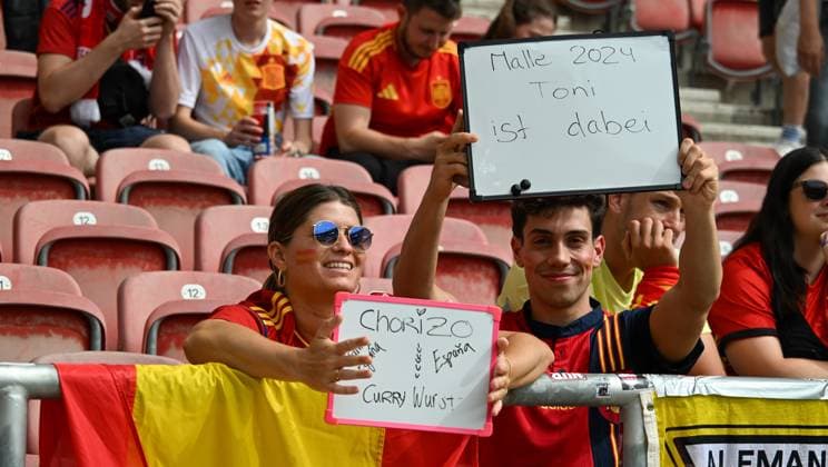 05 07 2024, xsltx, European Football Championship 2024 1 4 Final, Germany Spain emspor, v l emotions, fans, atmosphere, flags, logo, spectators, jerseys DFL DFB REGULATIONS PROHIBIT ANY USE OF PHOTOGRAPHS as IMAGE SEQUENCES and or QUASI VIDEO Stuttgart