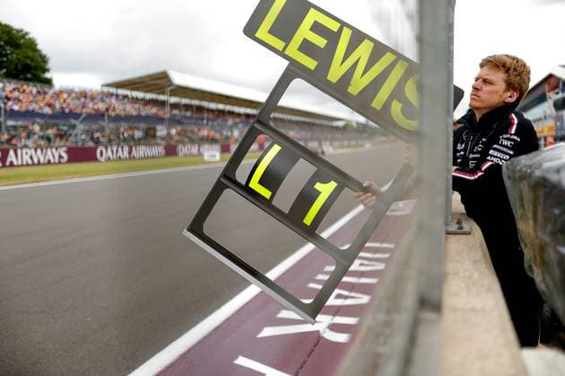 Pitboard for 44 Lewis Hamilton GBR, Mercedes AMG Petronas F1 Team , F1 Grand Prix of Great Britain at Silverstone Circuit on July 5, 2024 in Silverstone, Great Britain Photo by HOCH ZWEI Silverstone Great Britain