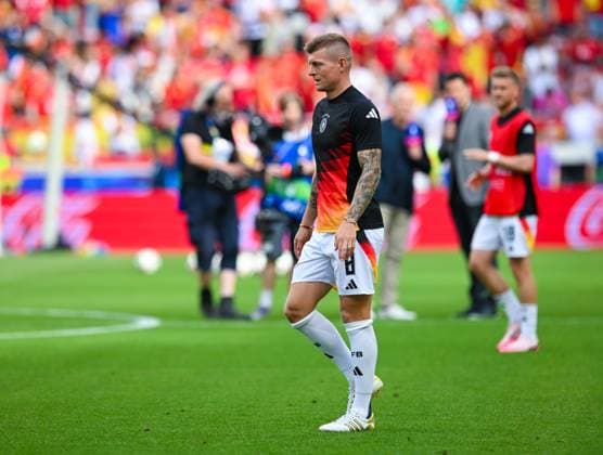Toni Kroos Germany looks on, UEFA EURO 2024 Quarter final, Spain vs Germany, Arena Stuttgart on July 05, 2024 in Stuttgart, Germany Photo by Silas Schueller DeFodi Images Toni Kroos Germany looks on, UEFA EURO 2024 Quarter final, Spain vs Germany, Arena Stuttgart on July 5, 2024 in Stuttgart, Germany Photo by Silas Schueller DeFodi Images Defodi 738 738 GERESP 20240705 394 Defodi-738