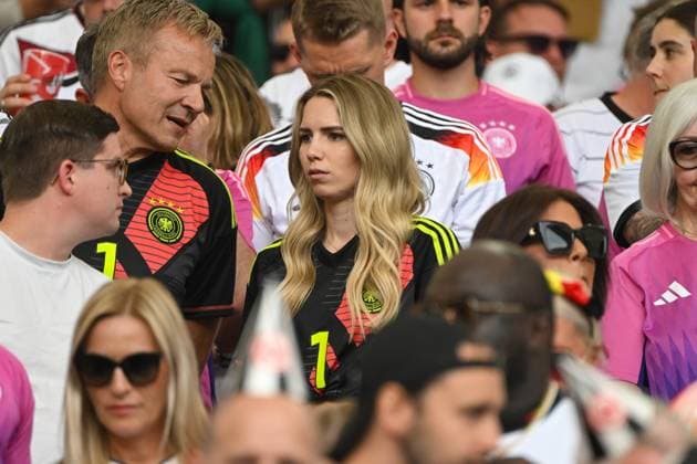 Soccer, Men, Season 2023 24, Euro EM 2024, Quarterfinals in Stuttgart, Spain Germany, Nina Neuer wife of Manuel Neuer , 05 07 2024, Copyright: xMatthiasxKochx