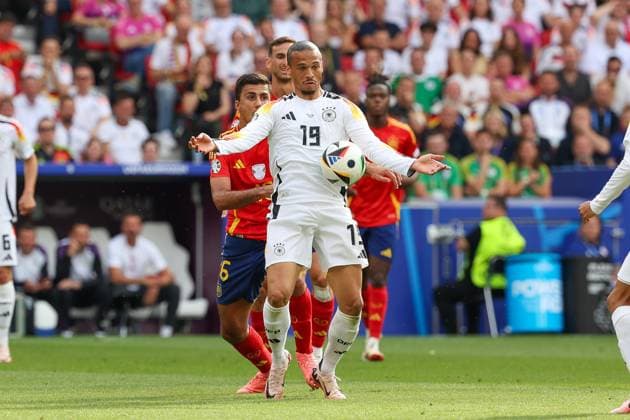 in duel, action, with Leroy Sane 19 Germany , Spain vs Germany, Football, UEFA Euro 2024, Quarterfinals, 05 07 2024 Stuttgart Baden Wuerttemberg Germany Copyright: xkolbert-press ChristianxKolbertx