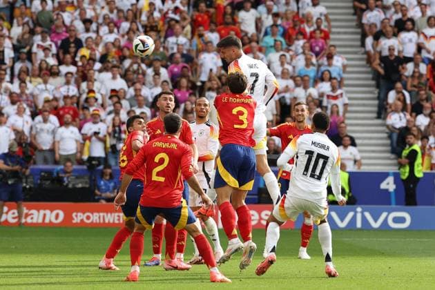 in duel, action, with Kai Havertz 7 Germany , Spain vs Germany, Football, UEFA Euro 2024, Quarterfinals, 05 07 2024 Stuttgart Baden Wuerttemberg Germany Copyright: xkolbert-press ChristianxKolbertx