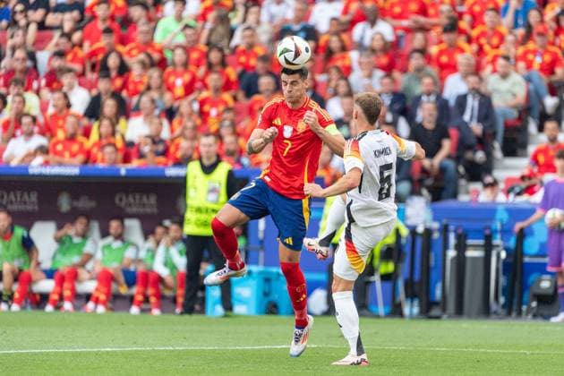 v li Alvaro Morata Spain, 07 , Joshua Kimmich Germany 06 GER, Spain ESP vs Germany GER , European Football Championship, UEFA EURO 2024, quarter-finals, 05 07 24, GER, Spain ESP vs Germany GER , European Football Championship, UEFA EURO 2024, quarter-finals, 05 07 24 Stuttgart Copyright: xEibner-Pressefoto WolfgangxFrankx EP_WFK