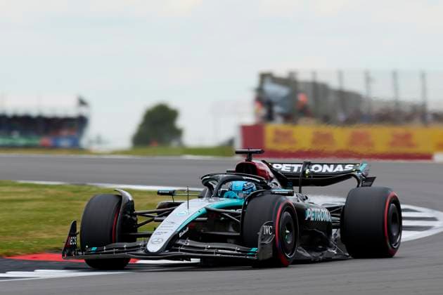 F1 Grand Prix of Great Britain - Practice George Russell of Great Britain driving the (63) Mercedes AMG Petronas F1 Team W15 on track during practice ahead of the F1 Grand Prix of Great Britain at Silverstone Circuit on July 5, 2024, in Northampton, England. Northampton Silverstone Circuit Northampton England RL_GPF1GB24_00555 Copyright: xRicardoxLarreinax