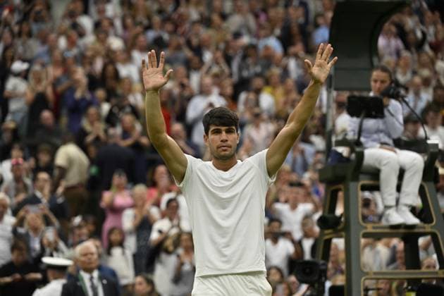 Tennis : Wimbledon 2024 - England - Carlos Alcaraz - Espagne Tennis : Wimbledon 2024 - England - 05 07 2024 ChrysleneCaillaud Panoramic 