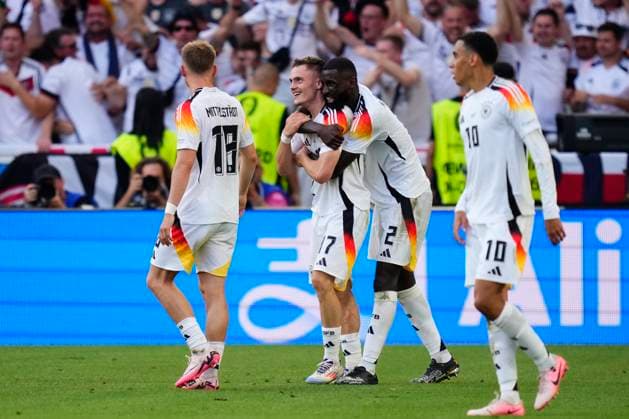Spain v Germany: Quarter-Final - UEFA EURO, EM, Europameisterschaft,Fussball 2024 Florian Wirtz attacking midfield of Germany and Bayer 04 Leverkusen celebrates after scoring his sides first goal during the UEFA EURO 2024 quarter-final match between Spain and Germany at Stuttgart Arena on July 5, 2024 in Stuttgart, Germany. Stuttgart Germany  Copyright: xJosexBretonx originalFilename:bretonhernandez-spainvge240705_np2Vr.jpg