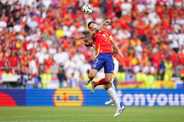 GER: Spain v Germany. UEFA EURO, EM, Europameisterschaft,Fussball 2024 Alvaro Morata of Spain and Jonatahn Tah of Germany during the UEFA Euro 2024 match between Spain and Germany. Quarter Finals, played at Stuttgart Arena Stadium on July 5, 2024 in Stuttgart, Germany. kpng Copyright: xSergioxRuizx xPRESSINPHOTOx PS_240705_ESP_GER_067