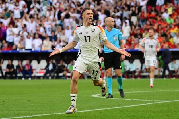 Goal celebration for 1 1 by Florian Wirtz 17 Germany , Spain vs Germany, Football, UEFA Euro 2024, Quarterfinals, 05 07 2024 Stuttgart Baden Würtemberg Germany Copyright: xkolbert-press MarcxNiemeyerx